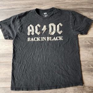 ACDC Back-In-Black Shirt Sz L Rock Band Graphic Tour Merch Y2K